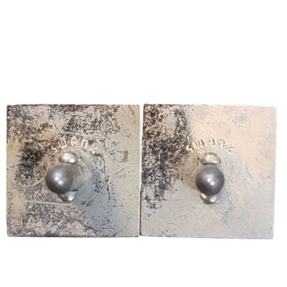 Vintage Swank Brushed Silver-Tone Square Cufflinks 1960's - Picture 6 of 6